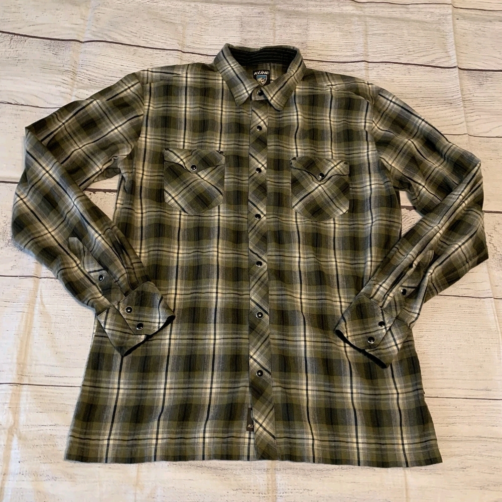 Kuhl men's Large Flannel snap button shirt